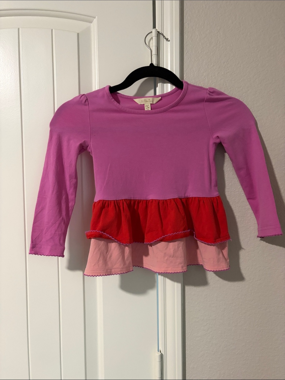 Matilda Jane Purple Long-Sleeve Top with Red & Pink Ruffles